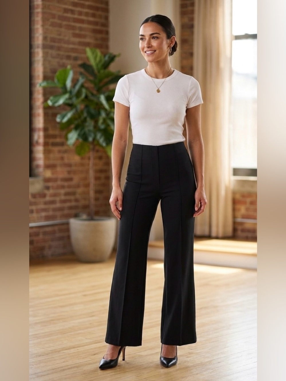 SPANX PerfectFit Black Ponte Flare Pants - Size S High Rise Tummy Control